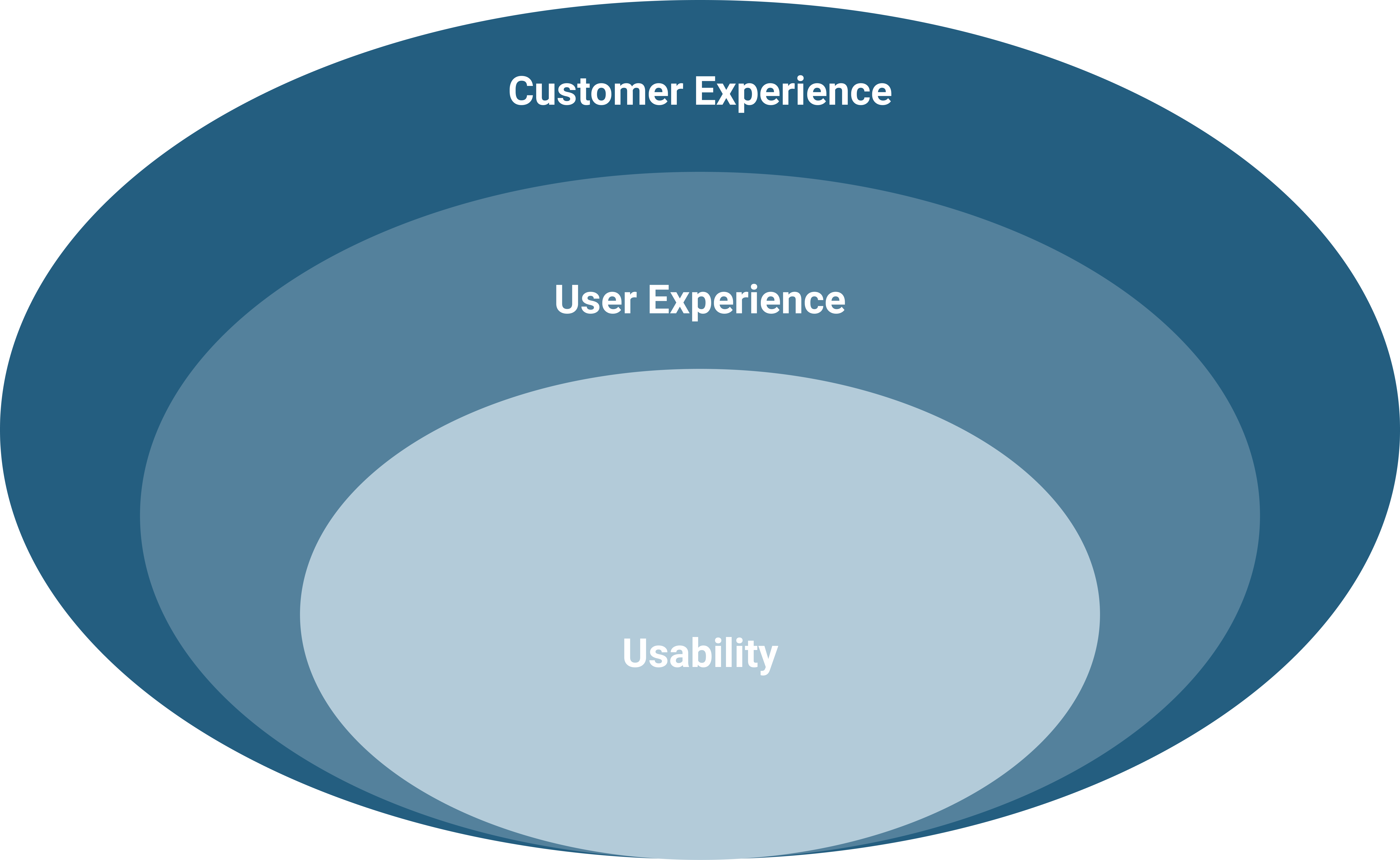 Cerchio Customer Experience che racchiude la User Experience che a sua volta racchiude la Usability