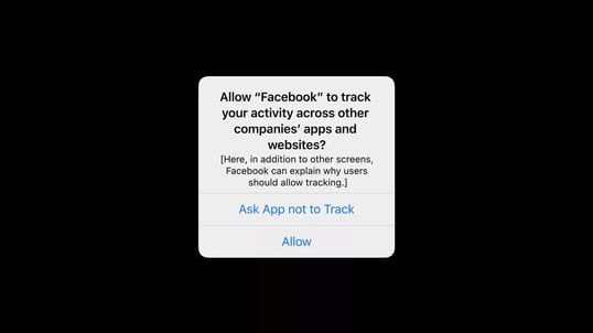 Pop up to allow Facebook to track activity across other companies' app and websites