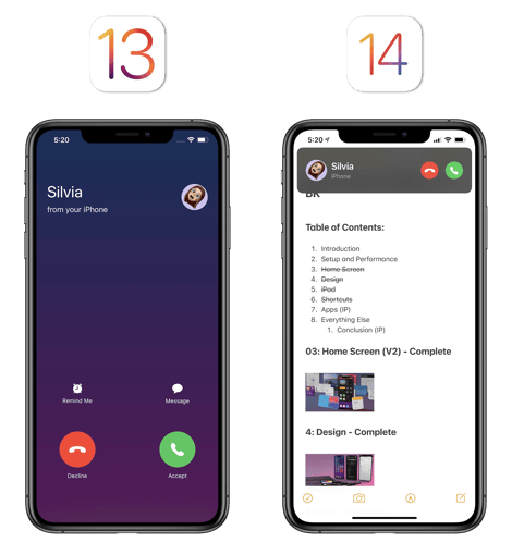call with iOS 13 vs iOS 14