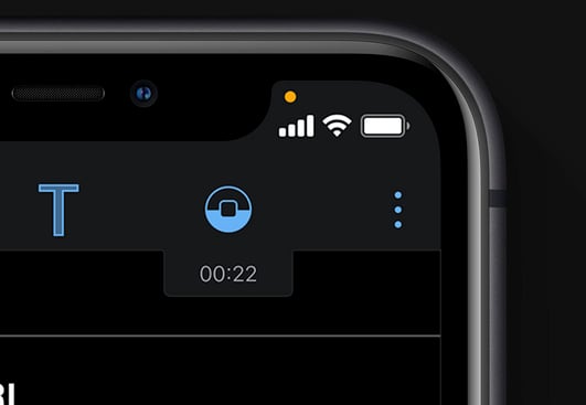 Recording indicator in the status bar